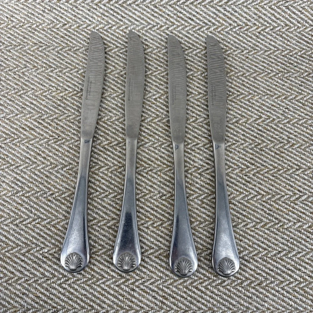 Reed & Barton Select Stainless Seychilles Seashell 4 Solid Dinner Knives